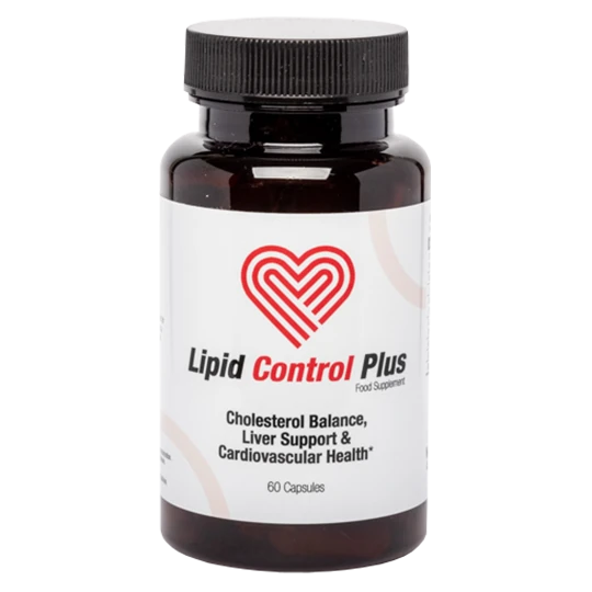 Botella de Lipid Control Plus destacando 7 beneficios